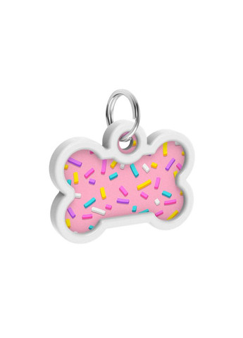 Адресник для собак і котів металевий Smart ID з QR паспортом, малюнок "Маршмеллоу", кістка, Д 40 мм, Ш 28 мм WAUDOG (363197084)