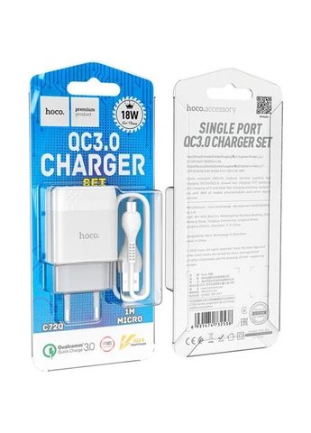 МЗП Micro USB 18W/3A/QC3.0 C72Q white Hoco (403618216)