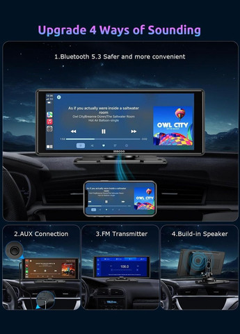 Автомобильный экран ESSGOO 10,26" монитор с CarPlay и Android Auto, дисплей з голосовым помощником, AUX, FM No Brand (342113115)