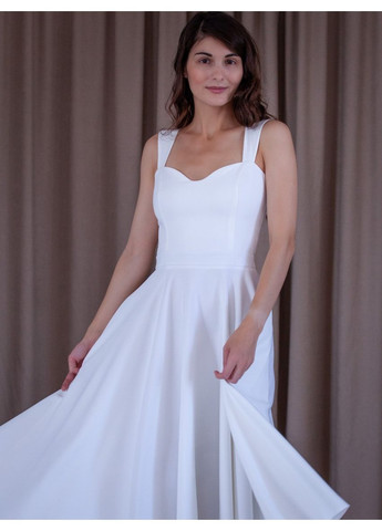 Белое вечернее платье с юбкой-солнце, а-силуэт Vintage однотонное