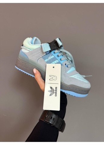 Блакитні Осінні кросівки чоловічі adidas forum x bad bunny light blue адідас форум бед банні No Brand