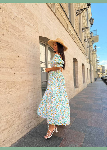 Білий пляжна, святковий, повсякденний, кежуал ніжна легка сукня з розрізом Vakko з квітковим принтом