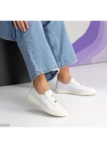 Білі шкіряні кеди No Brand