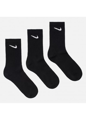 Чорні шкарпетки everyday lightweight crew 3-pack black — sx7676-010 Nike однотонні (333959731)