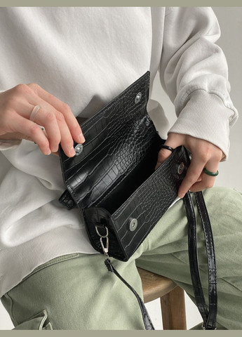 Жіноча сумка крос-боді рептилія чорна No Brand (296008187)