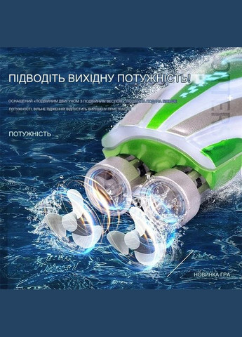 Дитячий міні-катер Otters з дистанційним керуванням високошвидкісний трюковий з підсвічуванням зелений ORIGINAL (305836642)