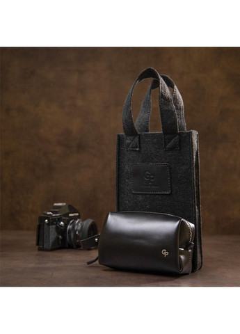 Чоловіча шкіряна глянцева косметичка 11413 чорна 17х10.5х7 см Grande Pelle (333662584)