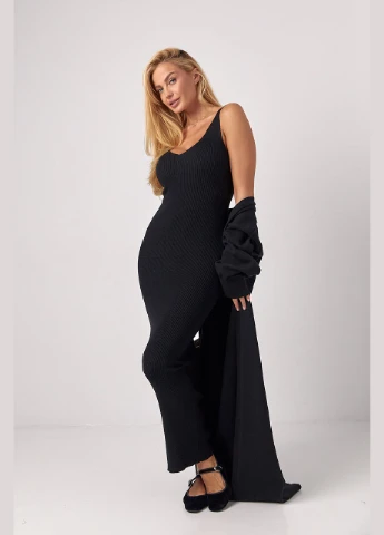 Костюм макси с облегающим платьем и кардиганом - красный Lurex (302336961)