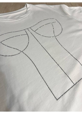 Футболка жіноча A-N 0098 з камінням імітація корсету оверсайз No Brand - (332484673)