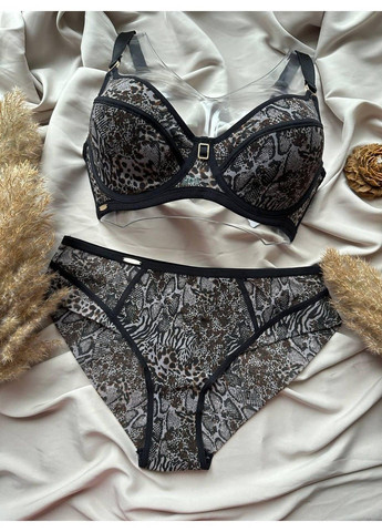 Серый комплект бюстгальтер мягкая чашка + трусики слип 11506 серый Lanny Mode