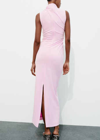 Светло-розовое праздничный платье Zara однотонное