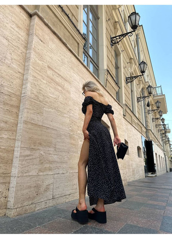 Чорна повсякденний, коктейльна жіноча сукня міді в квітковому принті а-силует Avanti з квітковим принтом