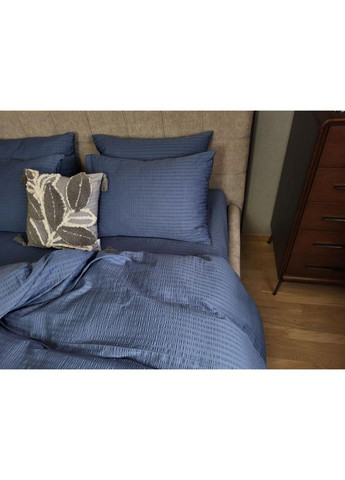 Постільна білизна з резинкою Синій, сатин GOFRE PREMIUM Двухспальний розмір, наволочки 50/70 No Brand (363190061)