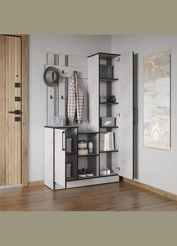 Cтильна прихожа з дзеркалом, дверцятами та крючками для одягу від KO-0004 MORELI (361035348)