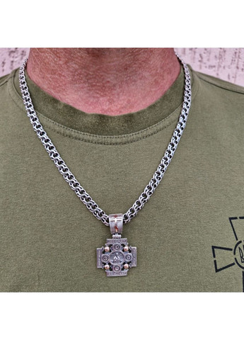 Срібний чоловічий Хрест великий із золотом No Brand (355921924)