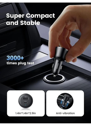 Автомобільний зарядний 63W CD239 P/N: 90645 C+U black Ugreen (365728620)