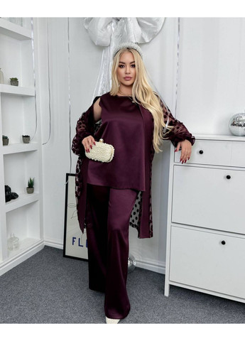 Женский костюм-тройка: майка, брюки палаццо и накидка в горошек. MonCher (369556673)