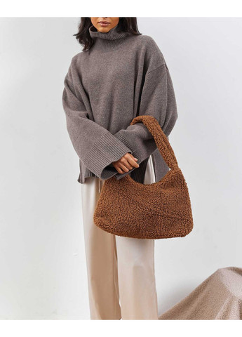 Жіноча сумка Лулу шоколадна з екошкіри та хутра для повсякденного використання м'яка сумка на блискавці ProDobro (367265943)