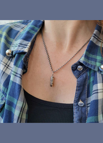 Срібна підвіска кулон без каменів Патрон з Тризубом срібло 925 проби Чорнене 89096 2.47г No Brand (307289188)