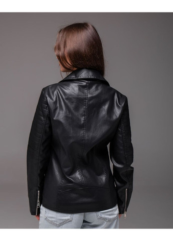 Чорна демісезонна косуха чорна штучна шкіра підкладка тканина No Brand