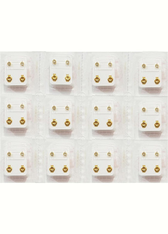 Серьги-гвоздики пусеты средние завальцованные золото, камень прозрачный, 3 мм R204Y, 12шт STUDEX (299384992)