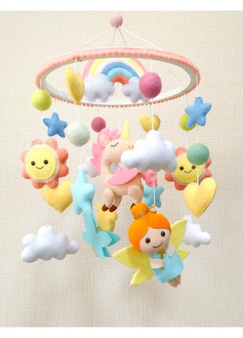 Дитячий мобіль із фетру Чарівний Світ ручної роботи, Фетровий мобіль у ліжечко No Brand (362679081)