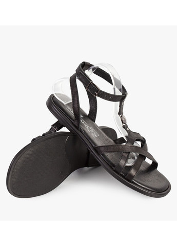 Черные босоножки женские бренда 8301725_(2) ModaMilano на кнопках