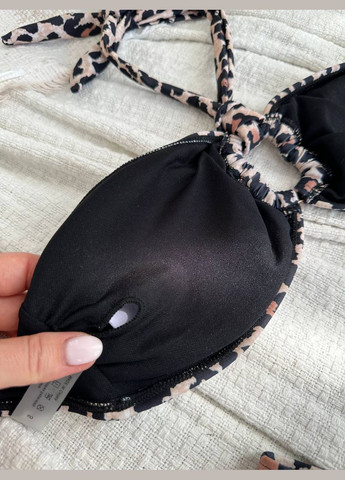 Коричневый летний женский купальник раздельный леопардовый. раздельный No Brand