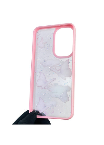 Чохол для Galaxy A56 (SM-A566B) з блискітками з метеликами на самсунг а56 рожевий Samsung (366386048)