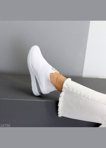 Белые женские белые текстильные мокасины-слипоны на танкетке летние лёгкие Hongquan