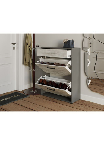 Тумба для обуви в прихожую на 2 ячейки и ящик MT-207 700*920*280 антрацит/бетон No Brand (358928406)