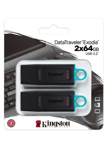 Flash Drive DT Exodia 64GB USB 3.2 Black/White 2P Kingston (285892286)