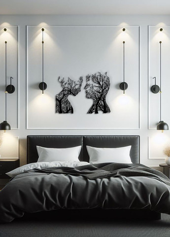 Дерев'яна картина на стіну, декор для кімнати "Закохана пара", стиль лофт 80х60 см Woodyard (292013804)