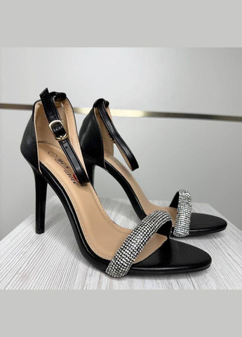 Жіночі чорні босоніжки зі стразами на шпильці Yes Mile (333682218)