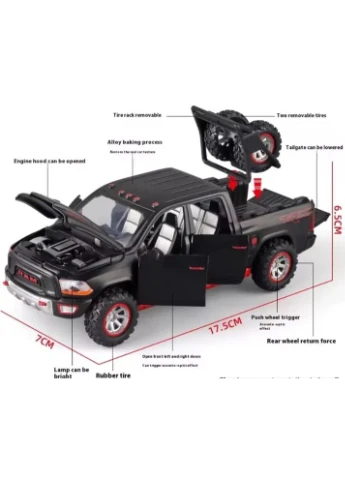 Іграшкова машинка Dodge RAM 1:32, металева модель, звук, світло, інерційна (spring-back) No Brand (391478232)
