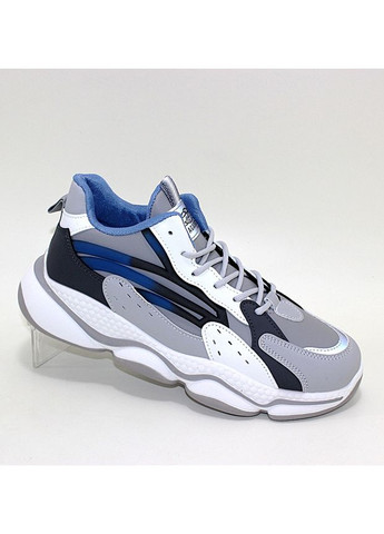 Сірі чоловічі стильні осінні світловідбивні кросівки на шнурівці Fashion