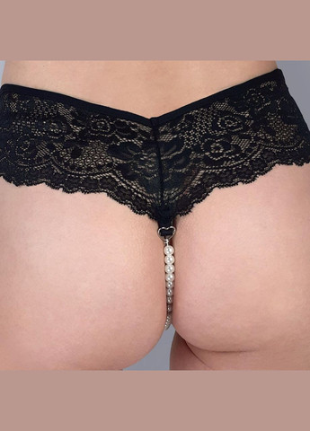 Сексуальные женские трусики Fabiana с жемчугом черные, размер L-2XL No Brand (303879023)