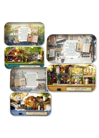 Міні румбокс у металевій скриньці Куточок щастя Міні ляльковий будиночок DIY House Roombox In a happy corner 4005 No Brand (362452966)