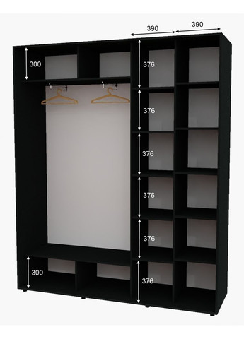 Шкаф-купе двухдверный 200*45*240 Антрацит ДСП/Зеркало с пескоструйным рисунком Алекса (360463893)