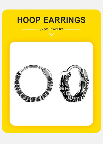 Серьги-кольца Vnox Gothic для мужчин и женщин из нержавеющей стали [VNOX-EH-646S02] VNOX No Brand (338624658)