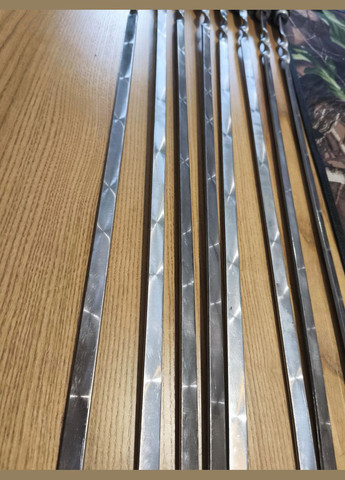 Набор шампуров в чехле 8шт. Шампуры с деревянной ручкой из нержавейки 3мм 73см. Шампуры для шашлыка No Brand (323484853)