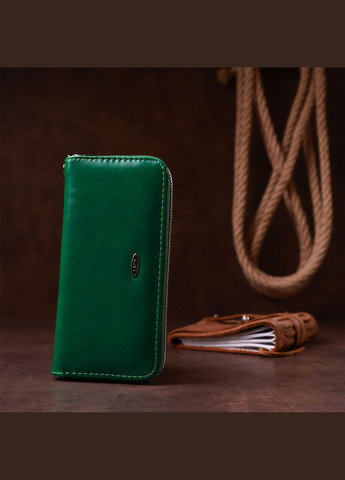 Жіночий гаманець на одну блискавку з екошкіри гладкий з монетницею 19034 Зелений KIVI (306882301)