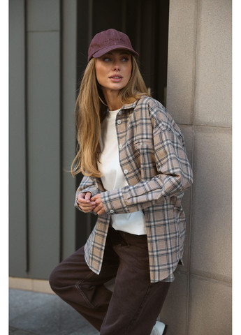 Сорочка бавовняна в клітинку бежево-синій TW 21 Twice (367179513)