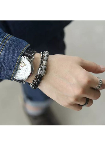 Мужской браслет на руку из натурального камня и нержавеющей стали. No Brand (311222704)