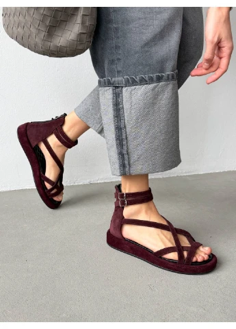 Бордовые бордовые босоножки No Brand