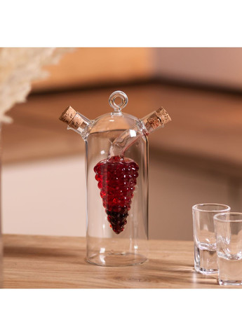 Пляшка для олії та оцту 2 в 1 скляна 380 мл для кухні подвійна ємність для рідин ProDobro (364192799)