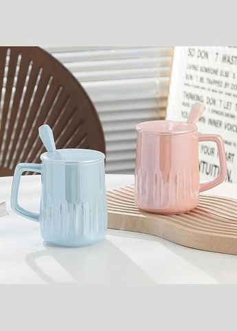 Чашка з кришкою та ложкою 400мл Home (305696457)