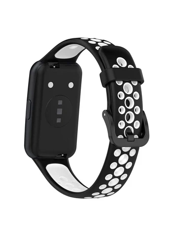 Силиконовый ремешок Perfor Classic для фитнес браслета Huawei Band 7 - Black&White Primolux (333719947)
