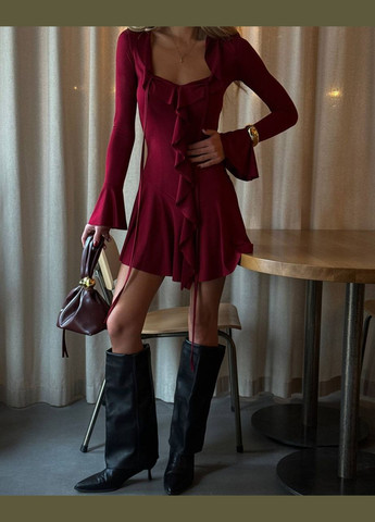 Бордовое повседневный, коктейльное, вечернее, кэжуал женское платье FINO Mode