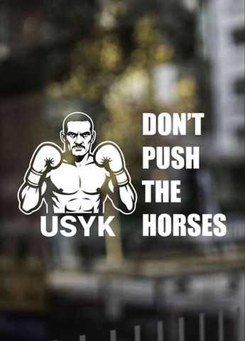 Наклейка на авто Don`t push the horses донт пуш зе хорсес фраза Усика 50х32 см Білий No Brand (348321760)